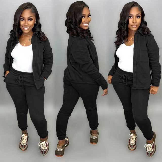 Basic Casual Fall Pants Suit