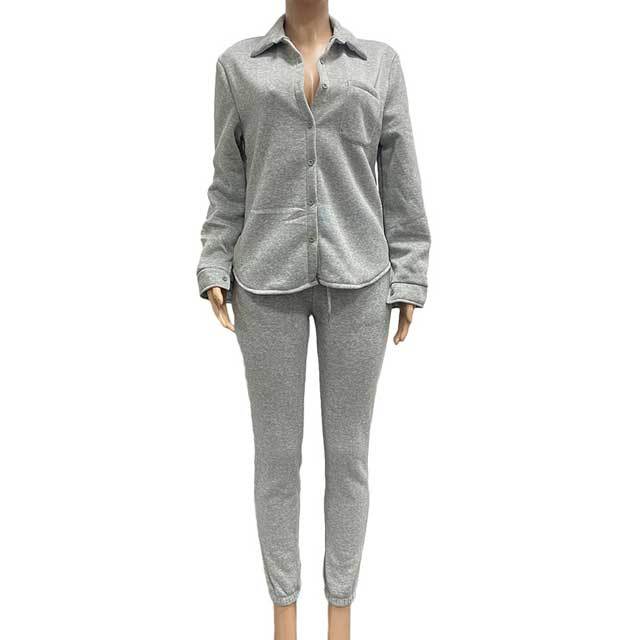 Basic Casual Fall Pants Suit