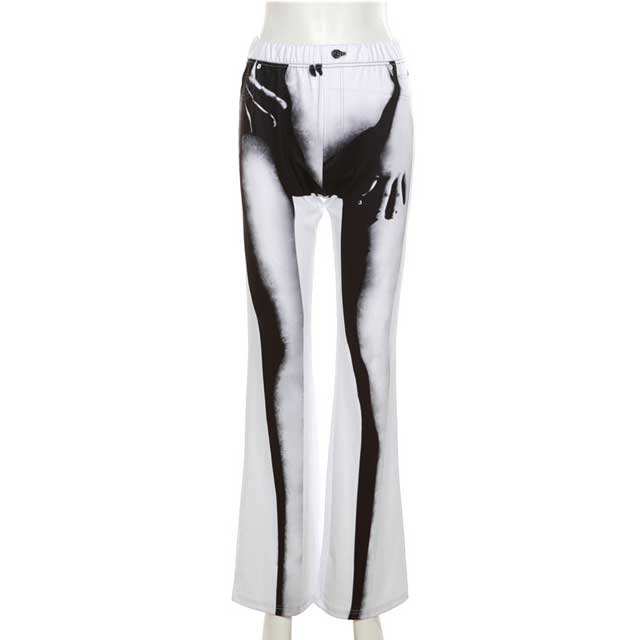 High Waist Printed Bell Pant