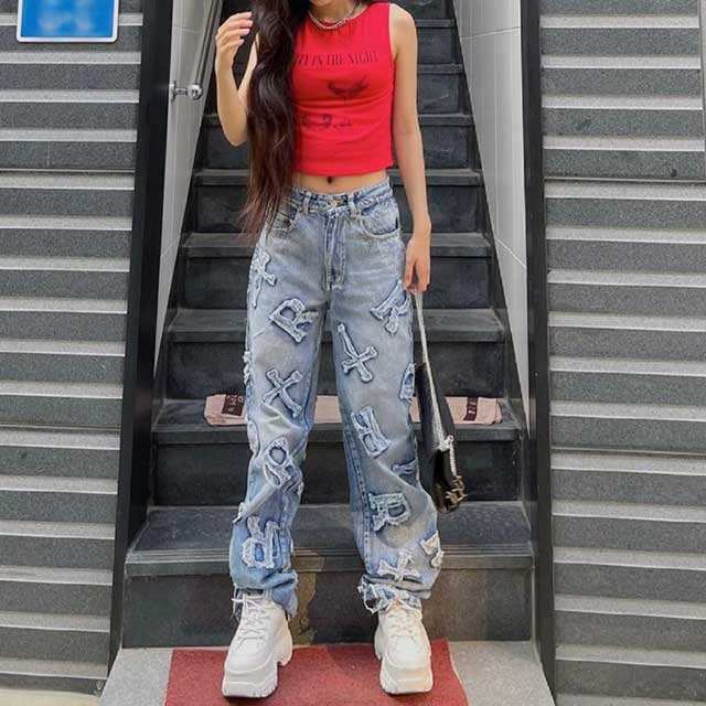Patchwork Casual Boyfriend Jeans