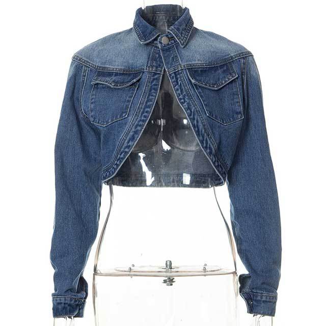 Slit Crop Denim Jacket