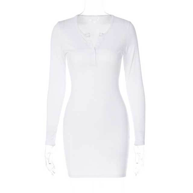 Ribbed Long Sleeve Bodycon Dress