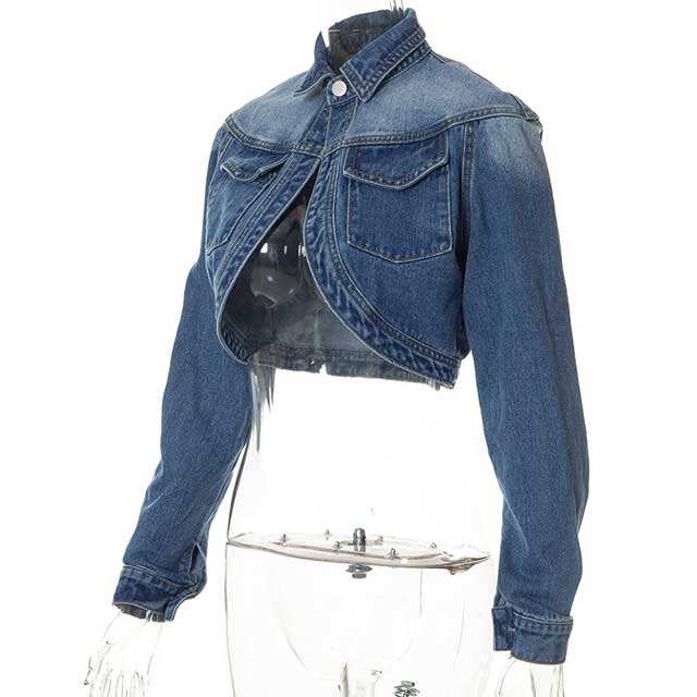 Slit Crop Denim Jacket