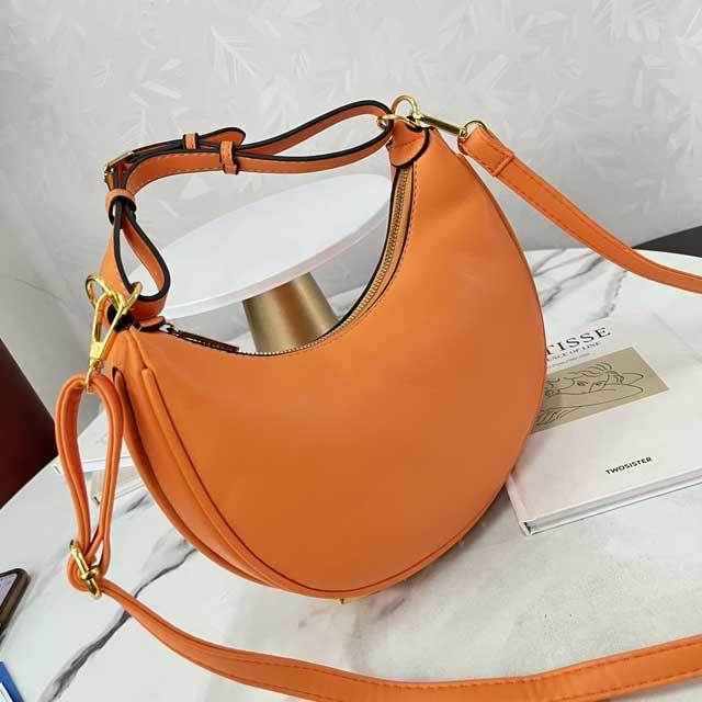 Moon-shaped Leather Shoulder Bag