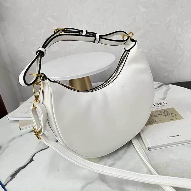 Moon-shaped Leather Shoulder Bag