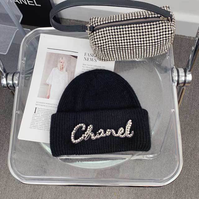 Rhinestones Fuzzy Knit Hats