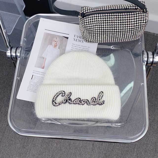Rhinestones Fuzzy Knit Hats