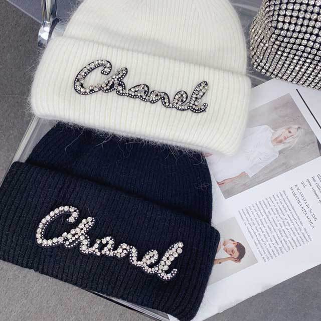 Rhinestones Fuzzy Knit Hats
