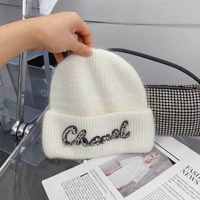 Rhinestones Fuzzy Knit Hats