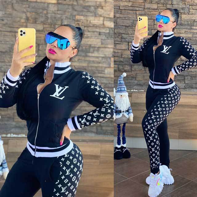 Printed Long Sleeve Pants Suit