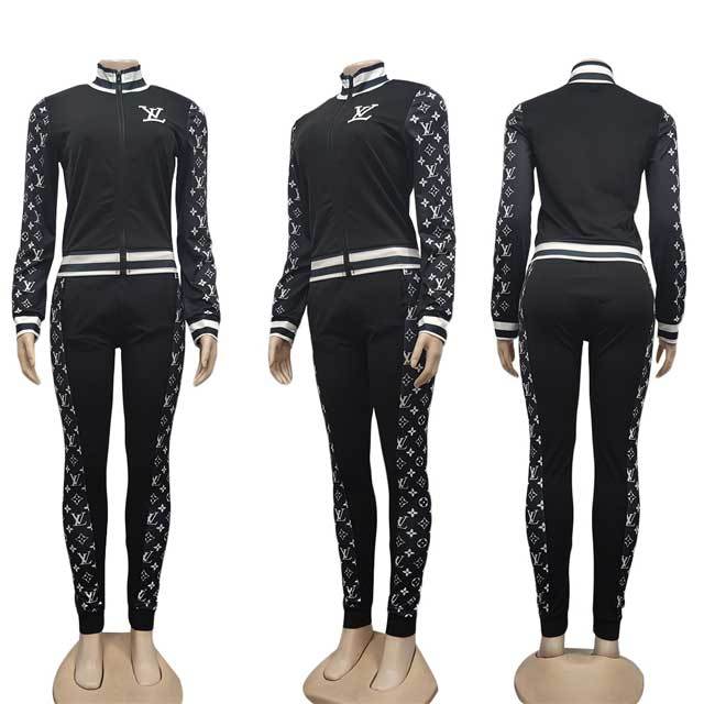 Printed Long Sleeve Pants Suit