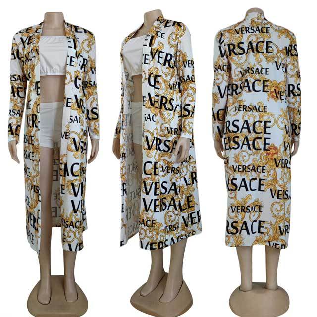 Printed Long Sleeve Duster Coat