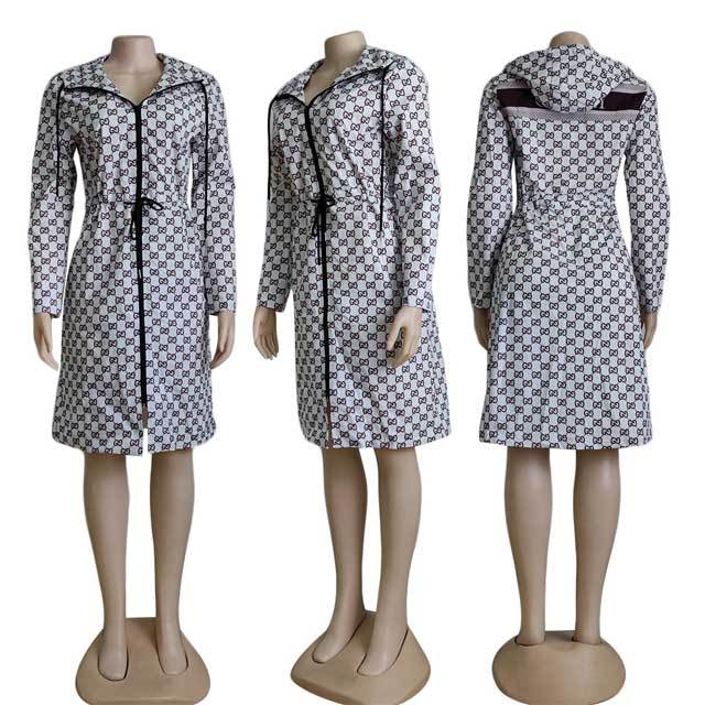 Printed Casual Windbreaker Coat