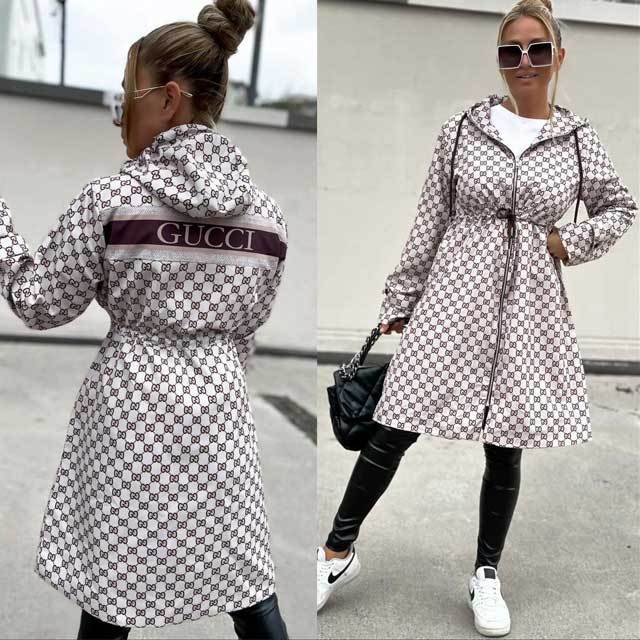 Printed Casual Windbreaker Coat