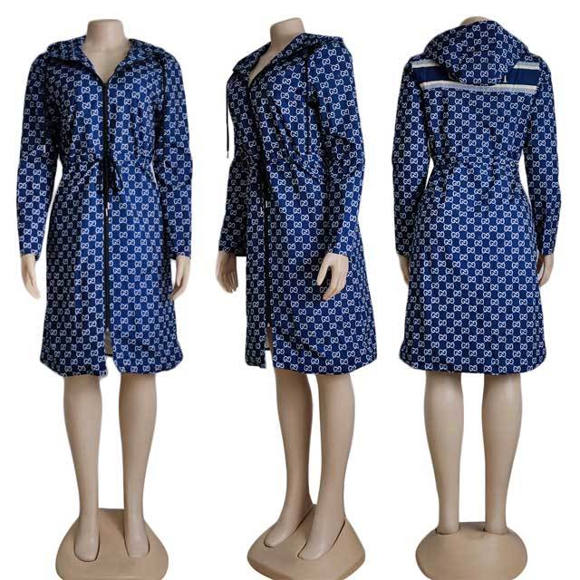 Printed Casual Windbreaker Coat