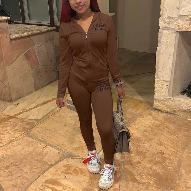Letter Print Casual Sporty Pants Suit