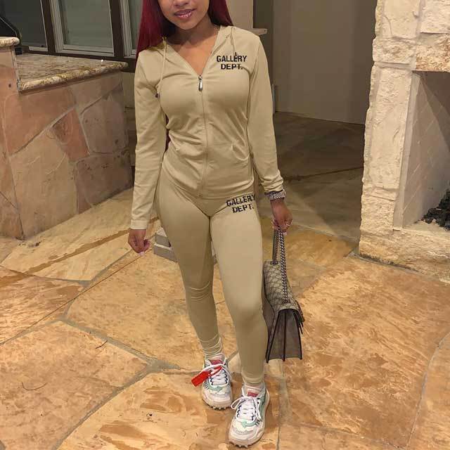 Letter Print Casual Sporty Pants Suit