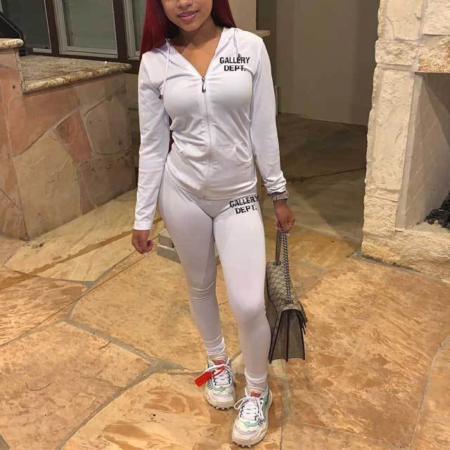 Letter Print Casual Sporty Pants Suit
