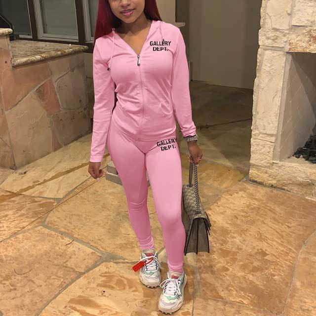 Letter Print Casual Sporty Pants Suit