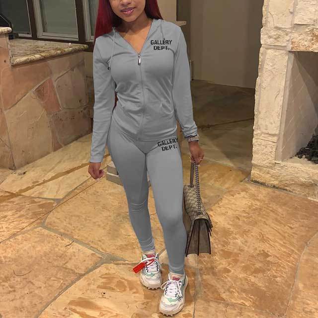 Letter Print Casual Sporty Pants Suit
