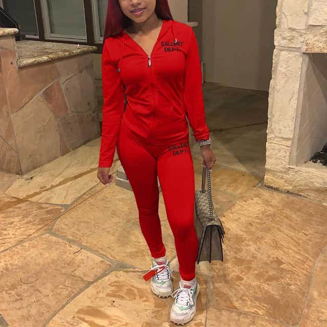 Letter Print Casual Sporty Pants Suit