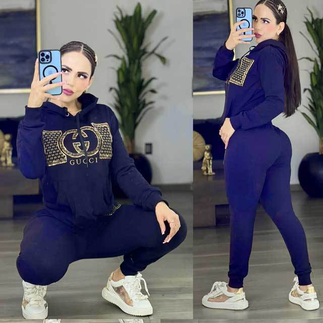 Letter Design Casual Hooded Jogging Suit
