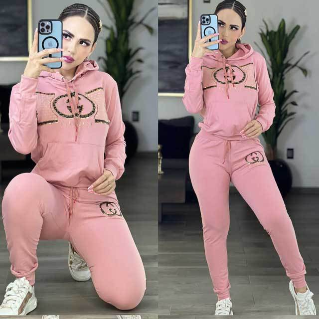 Letter Design Casual Hooded Jogging Suit