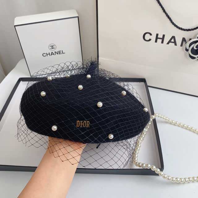 Fashion Pearl Mesh Beret