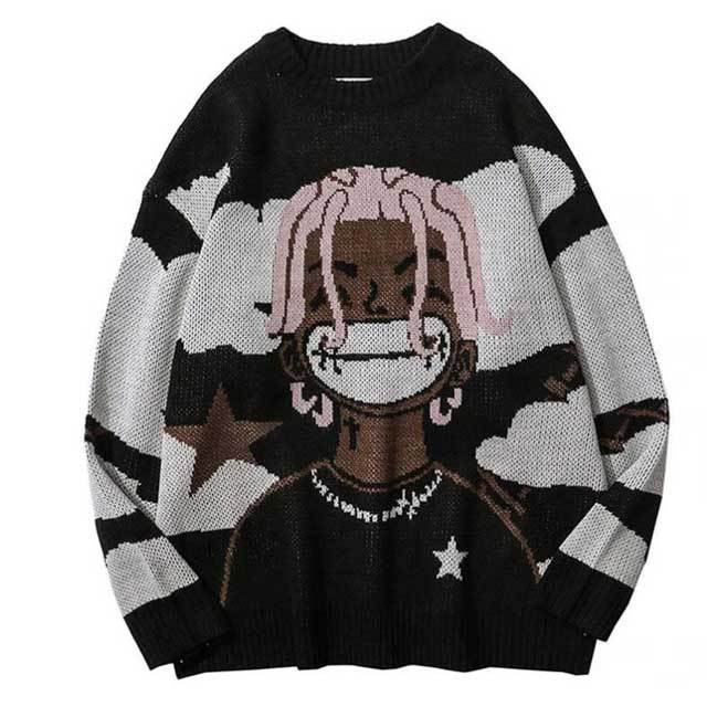 Graphic Knit Casual Sweater