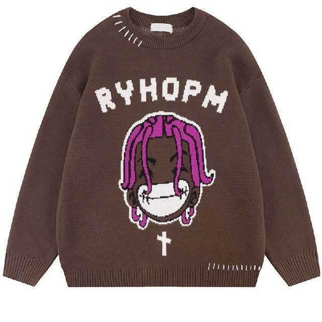 Graphic Knit Casual Sweater