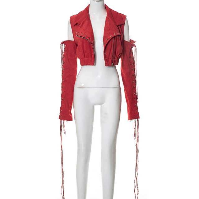 Lace-Up Suede Moto Jacket