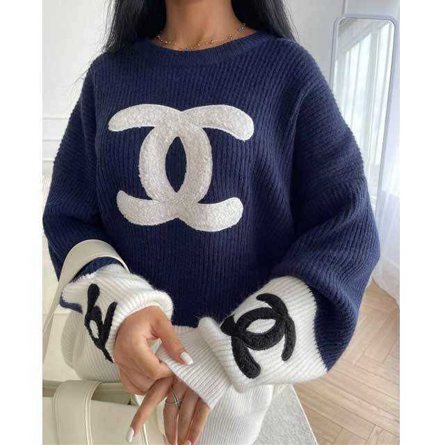 Color Block Knit Casual Sweater