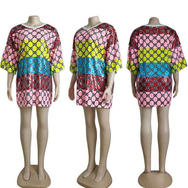 Rainbow Sequin Mini Dress