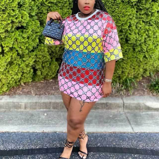 Rainbow Sequin Mini Dress