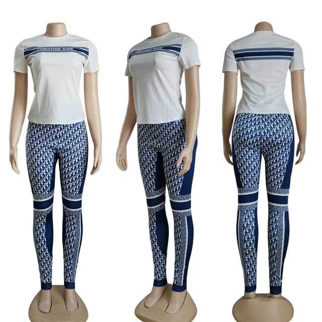 Printed Short Sleeve Jogging Pants Set