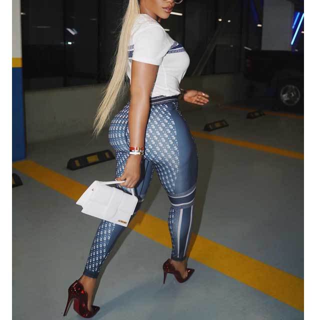 Printed Short Sleeve Jogging Pants Set