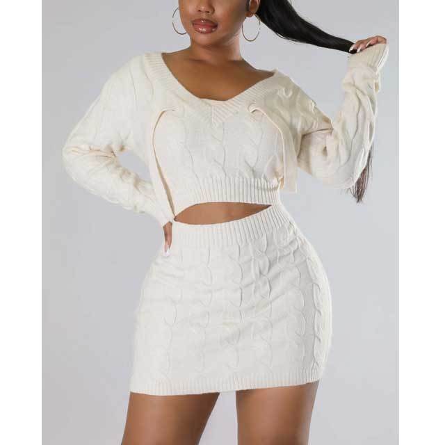 Hollow Out Knit Sweater Dress