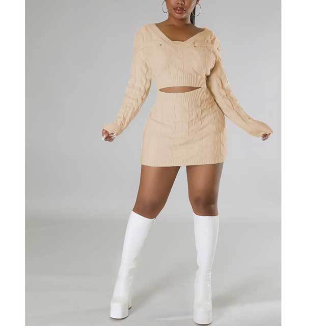 Hollow Out Knit Sweater Dress