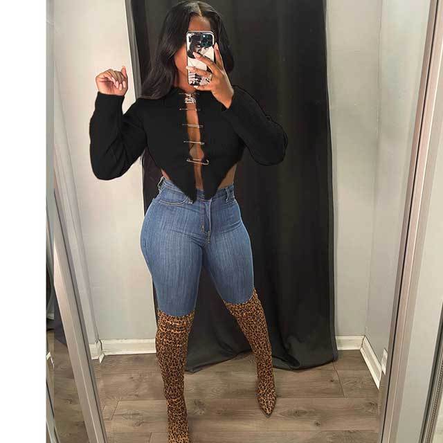 Pin Hollow Out Knit Top