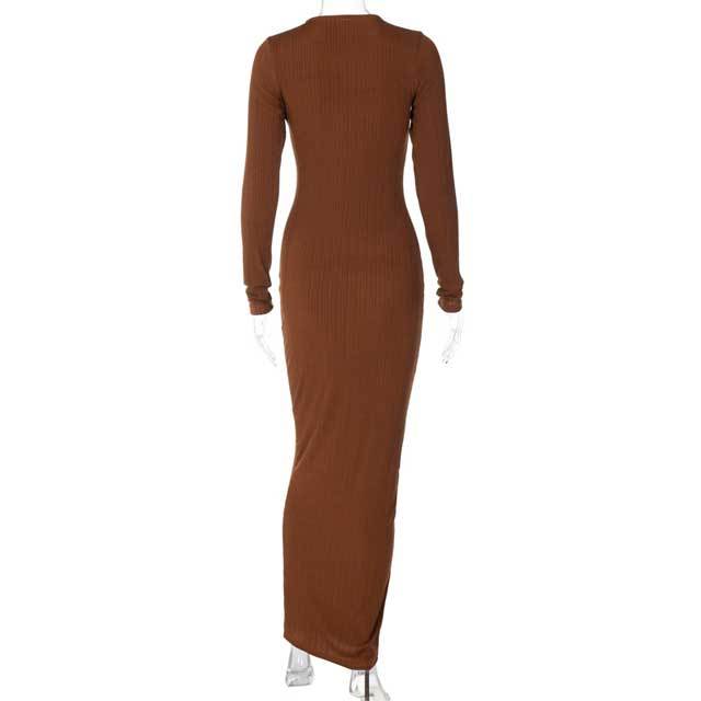 Basic Long Sleeve Casual Maxi Dress