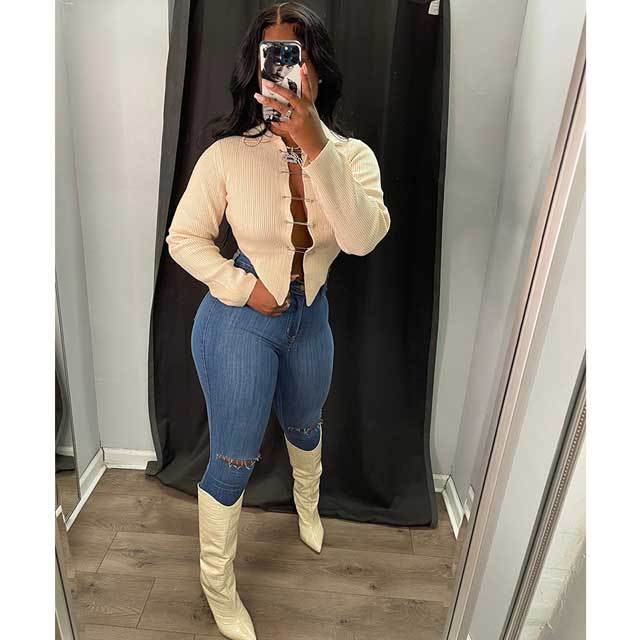 Pin Hollow Out Knit Top