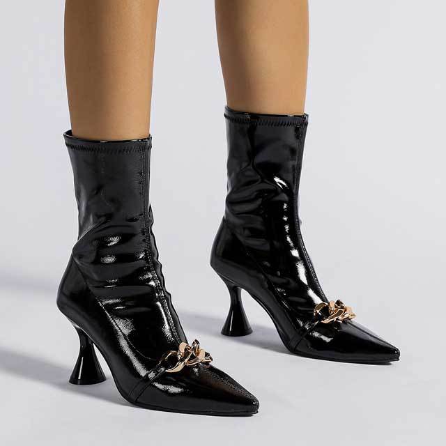 Leather Thin Heeled Middle Boots