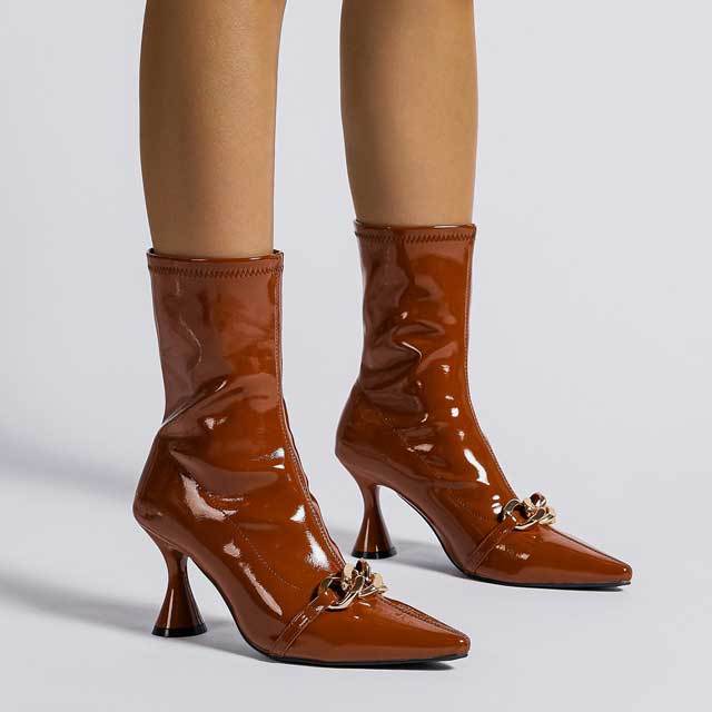 Leather Thin Heeled Middle Boots