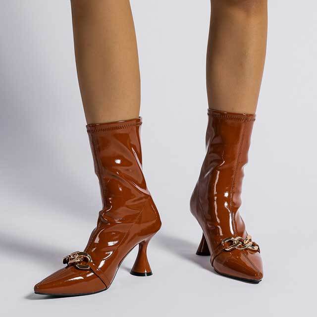 Leather Thin Heeled Middle Boots