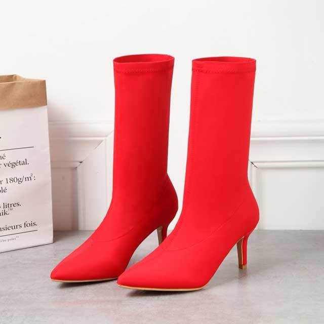 Candy Color Suede Thin Heeled Boots