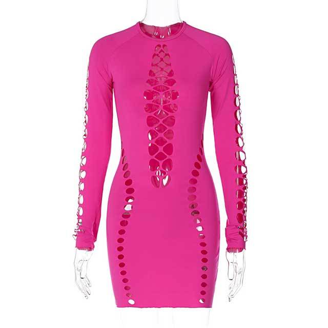 Hollow Out Long Sleeve Bodycon Dress