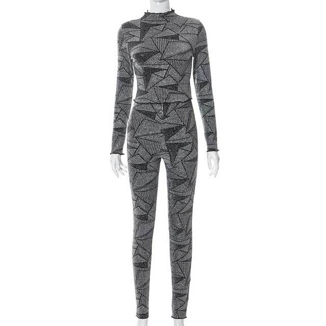 Abstract Pattern Ruched Two Piece Set
