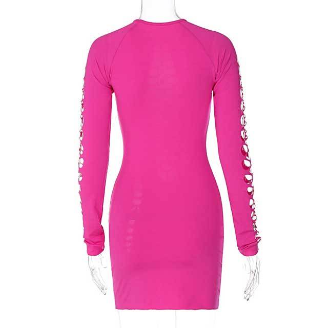 Hollow Out Long Sleeve Bodycon Dress