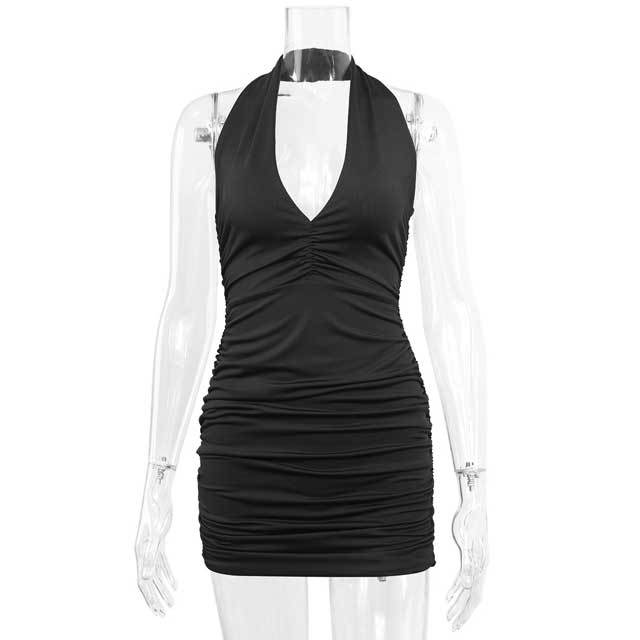 Halter Ruched Bodycon Dress