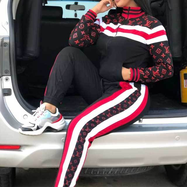 Striped Casual Tracksuit Set